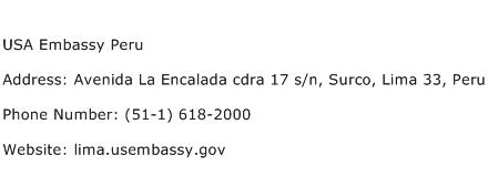 USA Embassy Peru Address Contact Number