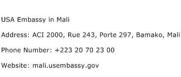 USA Embassy in Mali Address Contact Number