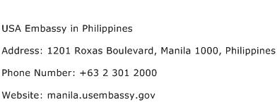 USA Embassy in Philippines Address Contact Number
