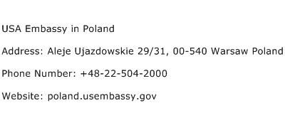 USA Embassy in Poland Address Contact Number
