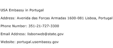 USA Embassy in Portugal Address Contact Number