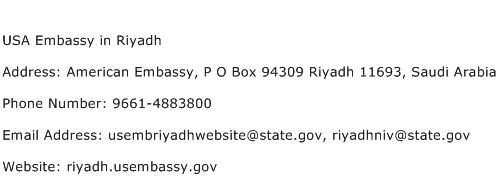 USA Embassy in Riyadh Address Contact Number