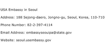 USA Embassy in Seoul Address Contact Number