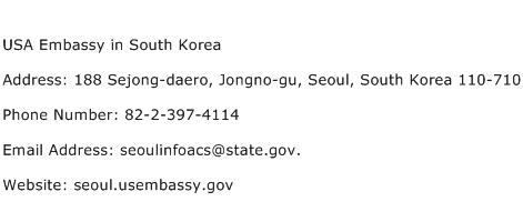 USA Embassy in South Korea Address Contact Number
