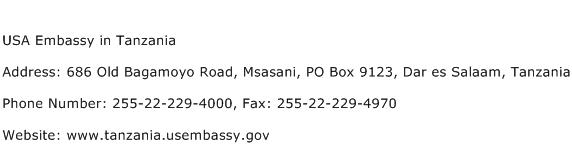 USA Embassy in Tanzania Address Contact Number