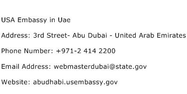USA Embassy in Uae Address Contact Number