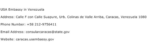 USA Embassy in Venezuela Address Contact Number