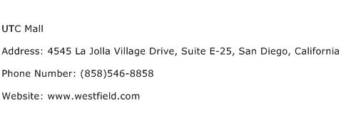 UTC Mall Address Contact Number