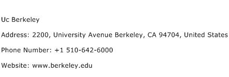 Uc Berkeley Address Contact Number