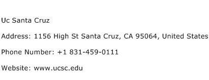 Uc Santa Cruz Address Contact Number