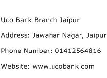 Uco Bank Branch Jaipur Address Contact Number