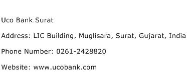 Uco Bank Surat Address Contact Number