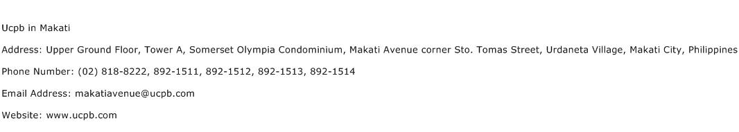 Ucpb in Makati Address Contact Number