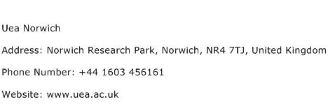 Uea Norwich Address Contact Number