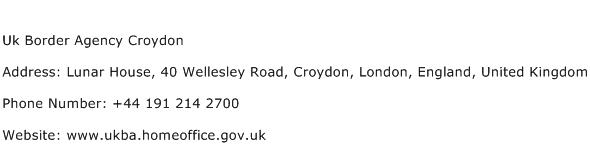 Uk Border Agency Croydon Address Contact Number