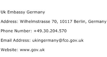 Uk Embassy Germany Address Contact Number
