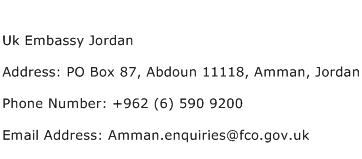 Uk Embassy Jordan Address Contact Number