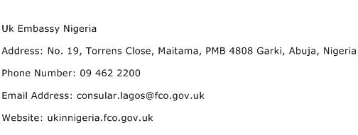 Uk Embassy Nigeria Address Contact Number