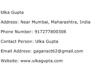 Ulka Gupta Address Contact Number