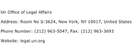 Un Office of Legal Affairs Address Contact Number