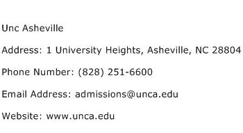 Unc Asheville Address Contact Number
