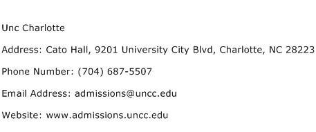 Unc Charlotte Address Contact Number