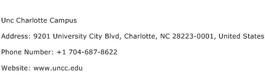 Unc Charlotte Campus Address Contact Number
