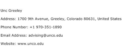 Unc Greeley Address Contact Number