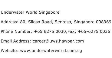 Underwater World Singapore Address Contact Number