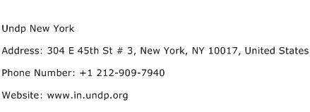 Undp New York Address Contact Number