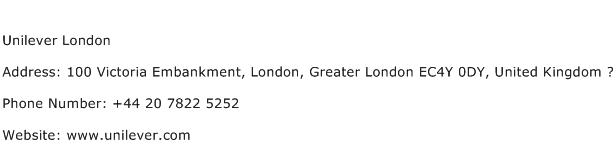 Unilever London Address Contact Number