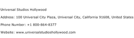 Universal Studios Hollywood Address Contact Number