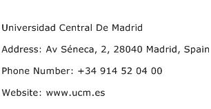 Universidad Central De Madrid Address Contact Number