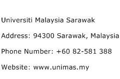 Universiti Malaysia Sarawak Address Contact Number