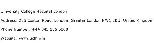 University College Hospital London Address Contact Number