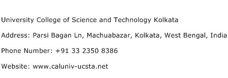 University College of Science and Technology Kolkata Address Contact Number