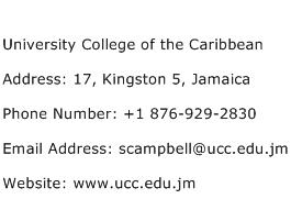 University College of the Caribbean Address Contact Number