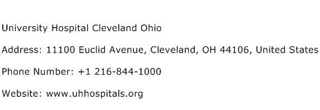 University Hospital Cleveland Ohio Address Contact Number