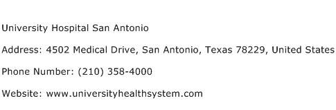 University Hospital San Antonio Address Contact Number