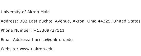 University of Akron Main Address Contact Number