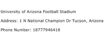 University of Arizona Football Stadium Address Contact Number