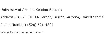 University of Arizona Keating Building Address Contact Number