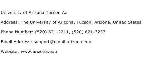 University of Arizona Tucson Az Address Contact Number