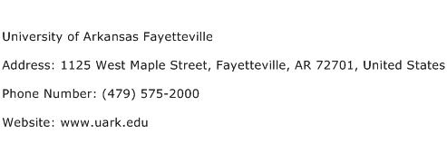 University of Arkansas Fayetteville Address Contact Number