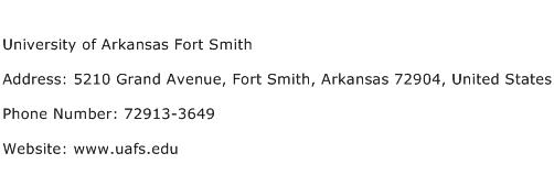 University of Arkansas Fort Smith Address Contact Number