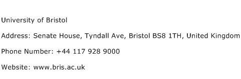 University of Bristol Address Contact Number