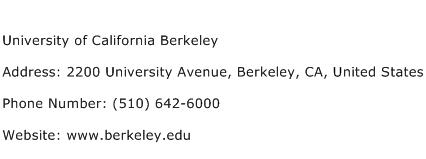 University of California Berkeley Address Contact Number