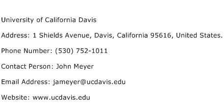 University of California Davis Address Contact Number