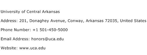 University of Central Arkansas Address Contact Number