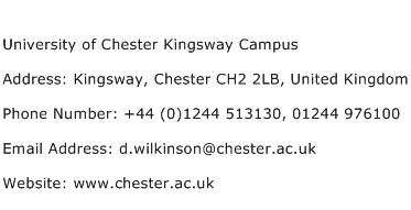 University of Chester Kingsway Campus Address Contact Number